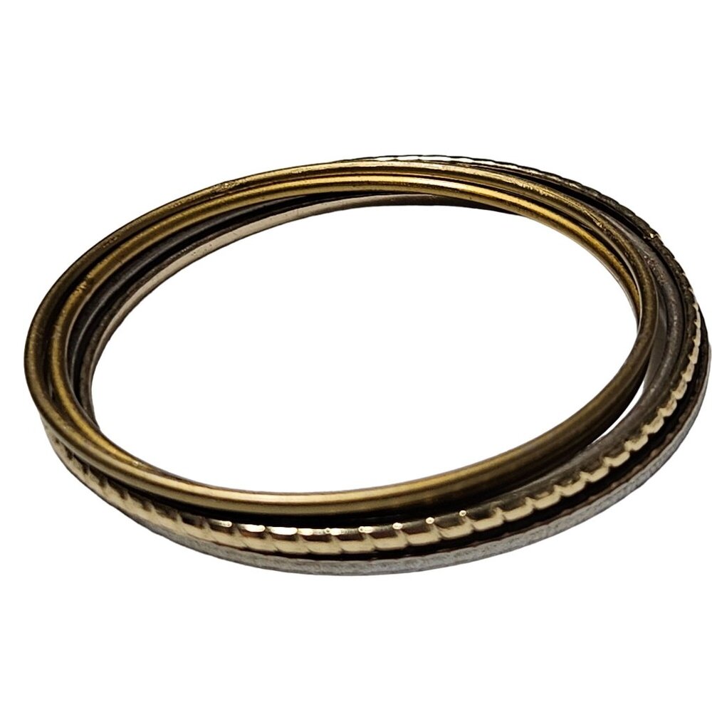 Retro Mixed Metal Bangle Bracelets Stackable Textured Finish Set Of 6 Jewelry